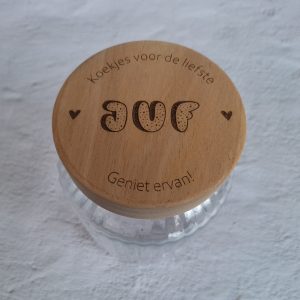 Glazen pot- koekjes voor de liefste juf