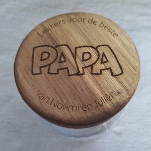 Glazen pot- lekkers voor de beste papa